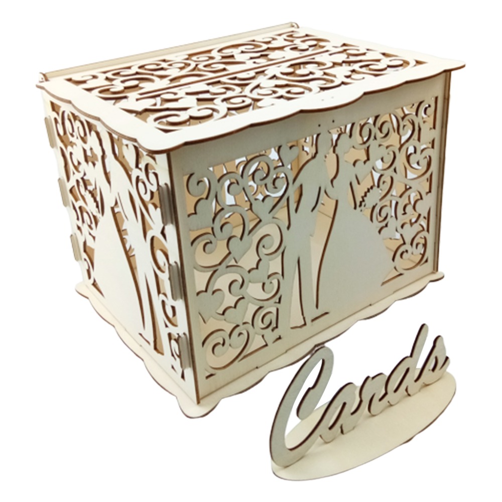 22.5x15x15cm Wooden Wedding Ca - Wedding Card Box 评论和价格