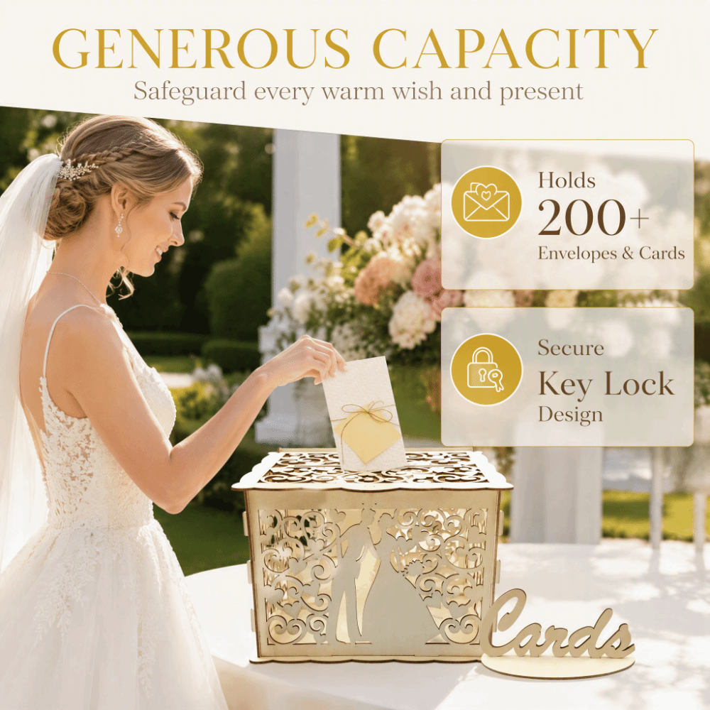 22.5x15x15cm Wooden Wedding Ca - Wedding Card Box 评论和价格