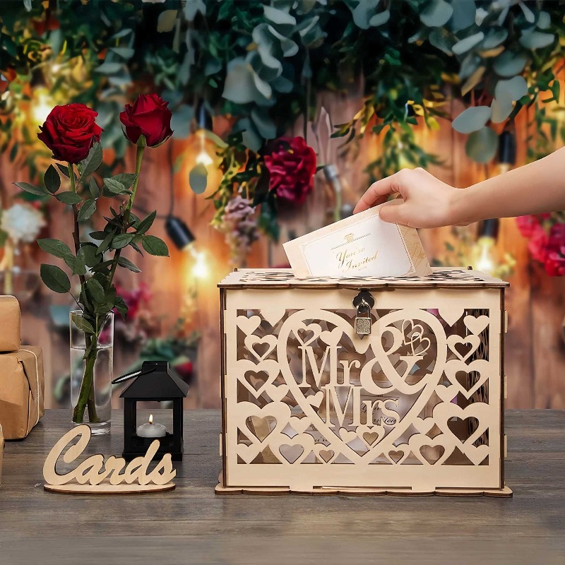 DIY Wooden Mr. & Mrs. Wedding  - Wedding Card Box 评论和价格