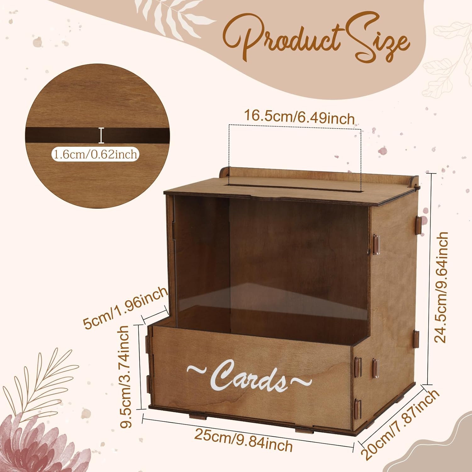 Wood Wedding Card Box with Flo - Wedding Card Box 评论和价格